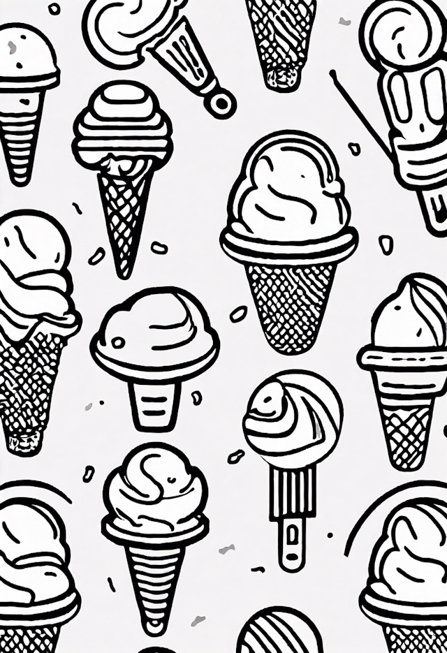Ice Cream Delights Coloring Page