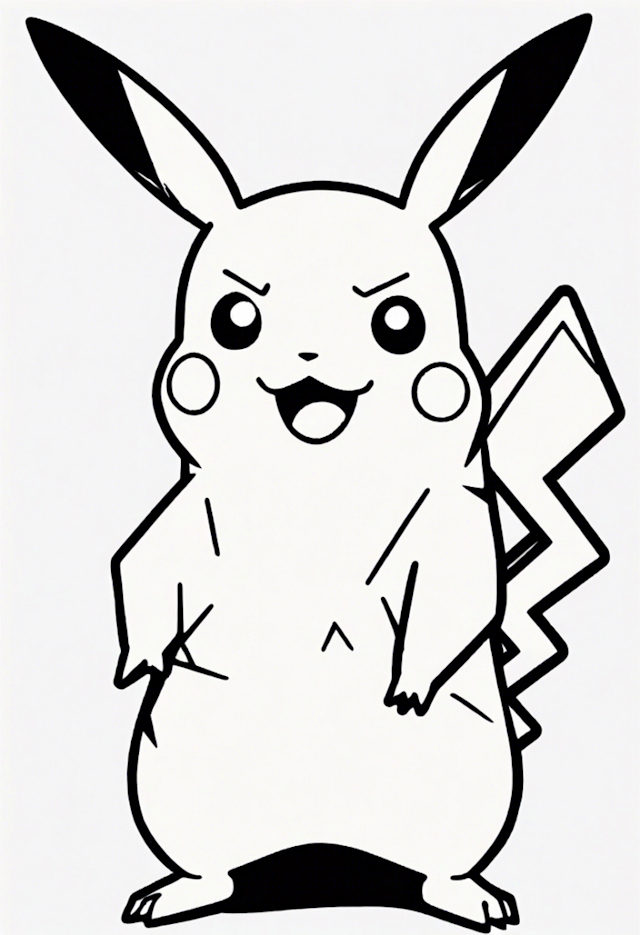 A coloring page of Pikachu Coloring Adventure