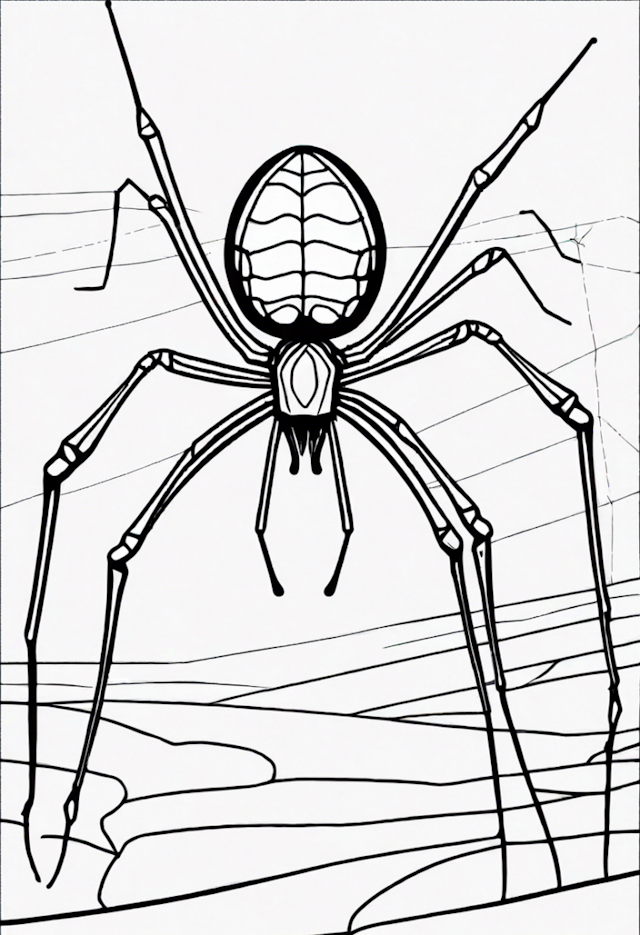 A coloring page of Spider in its Web Coloring Page