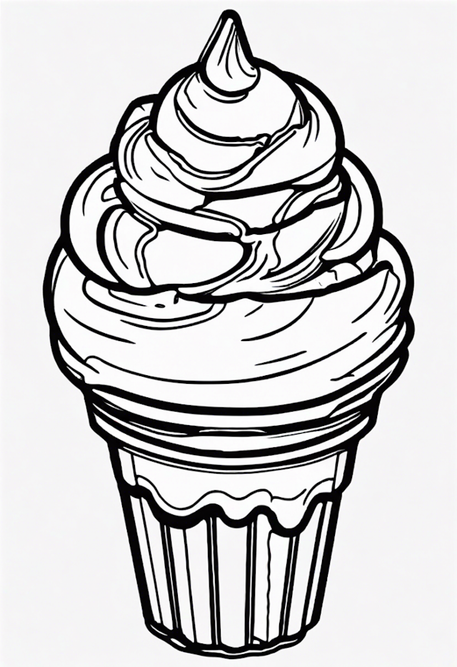 A coloring page of Cupcake Delight Coloring Page