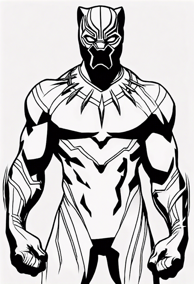 A coloring page of Black Panther Coloring Adventure