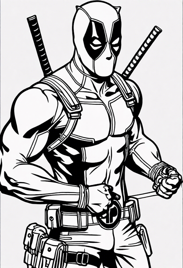 A coloring page of Deadpool: The Ultimate Anti-Hero Coloring Page