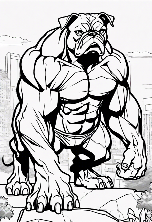 A coloring page of Mighty Bulldog Protector Coloring Page