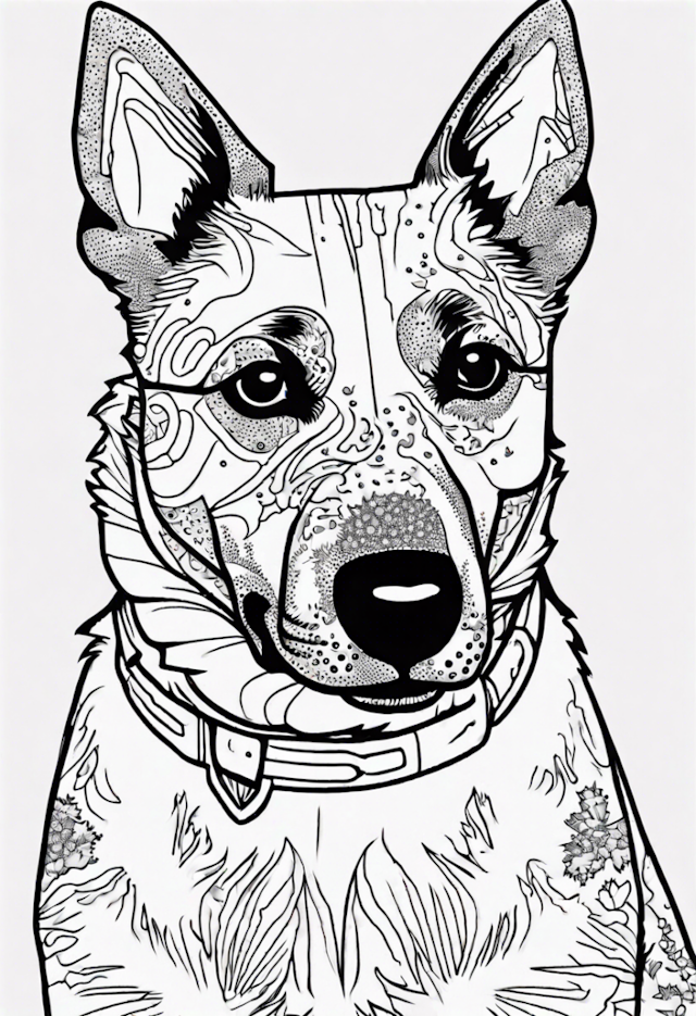 A coloring page of Color the Whimsical Dog