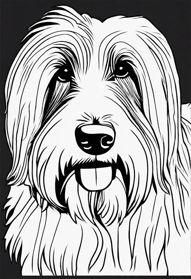 Happy Fluffy Dog Coloring Page