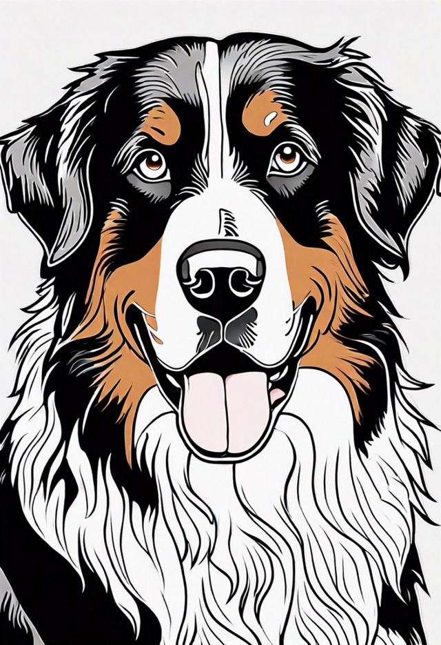 Happy Bernese Mountain Dog Coloring Page | ColorBliss