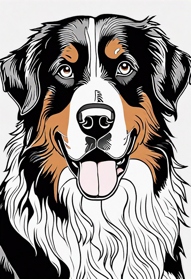 Happy Bernese Mountain Dog Coloring Page