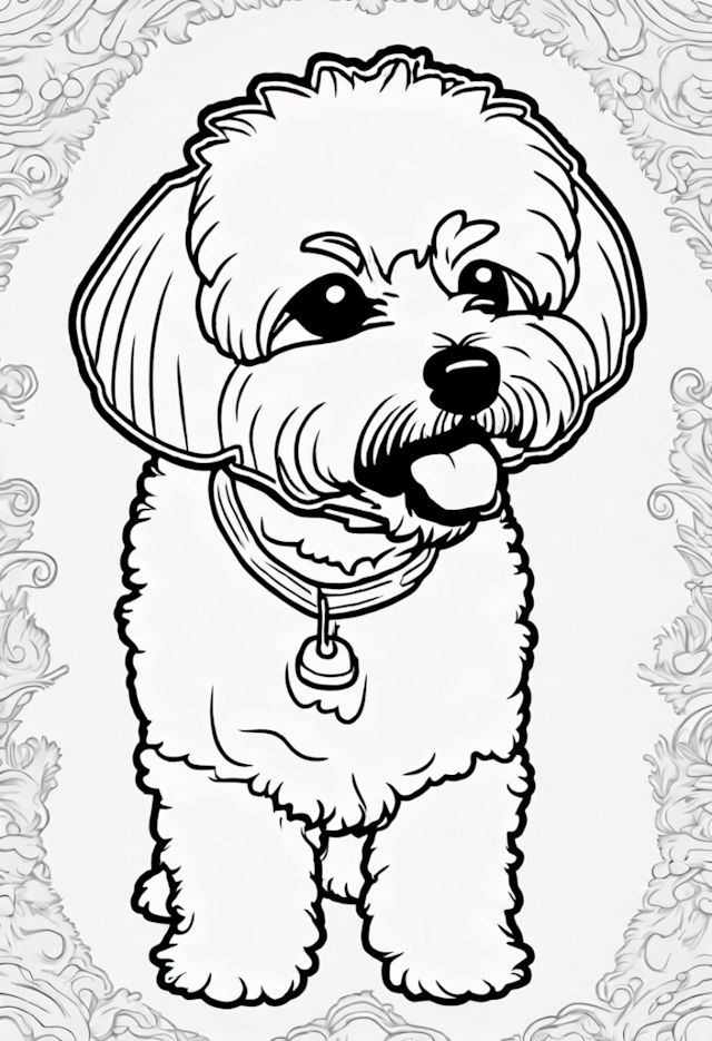 A coloring page of Fluffy the Adorable Puppy Coloring Page