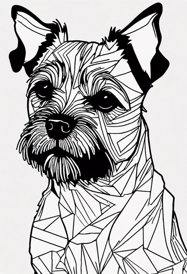 A coloring page of Geometric Terrier Coloring Page