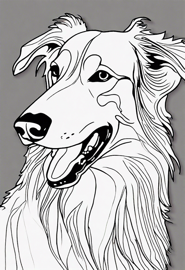 Happy Collie Coloring Page