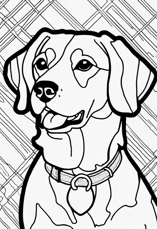 A coloring page of Happy Dog Coloring Page