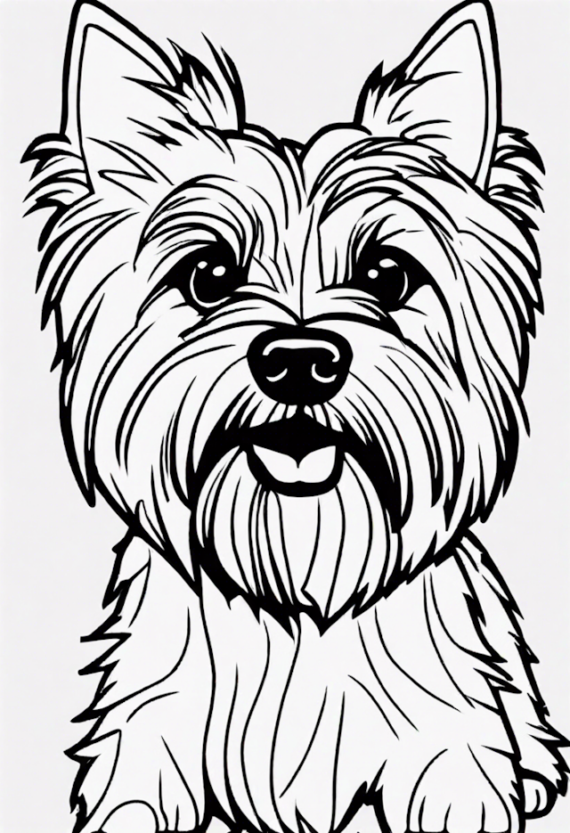 A coloring page of Happy Terrier Coloring Page