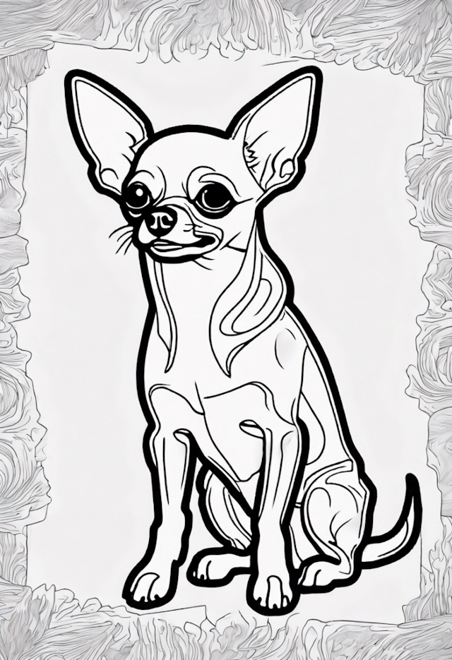A coloring page of Charming Chihuahua Coloring Page