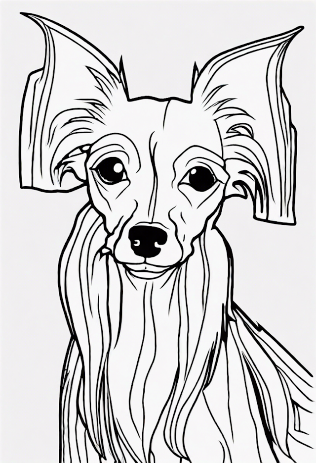 A coloring page of Lovely Long-Haired Dog Coloring Page