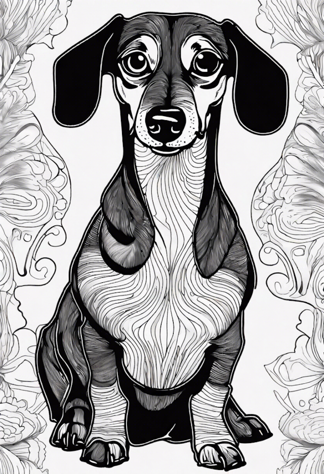 A coloring page of Dachshund Delight Coloring Page