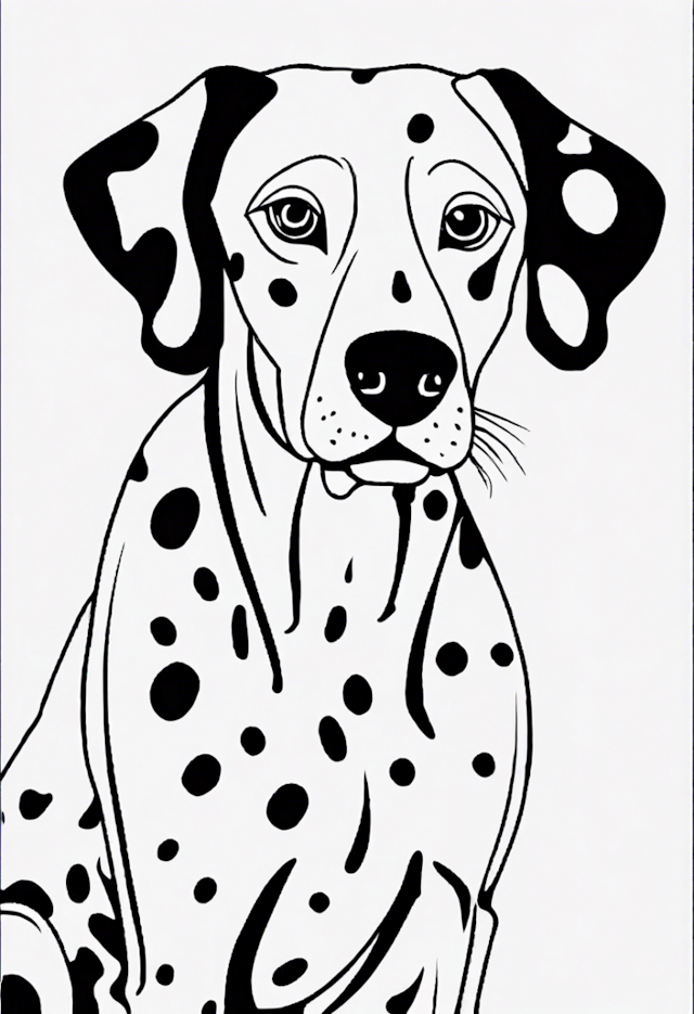 A coloring page of Dalmatian Dog Coloring Page