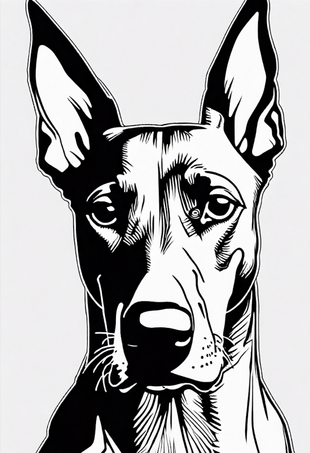 A coloring page of Doberman Pinscher Coloring Page