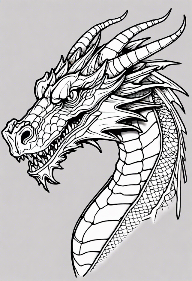 A coloring page of Ferocious Dragon Coloring Page