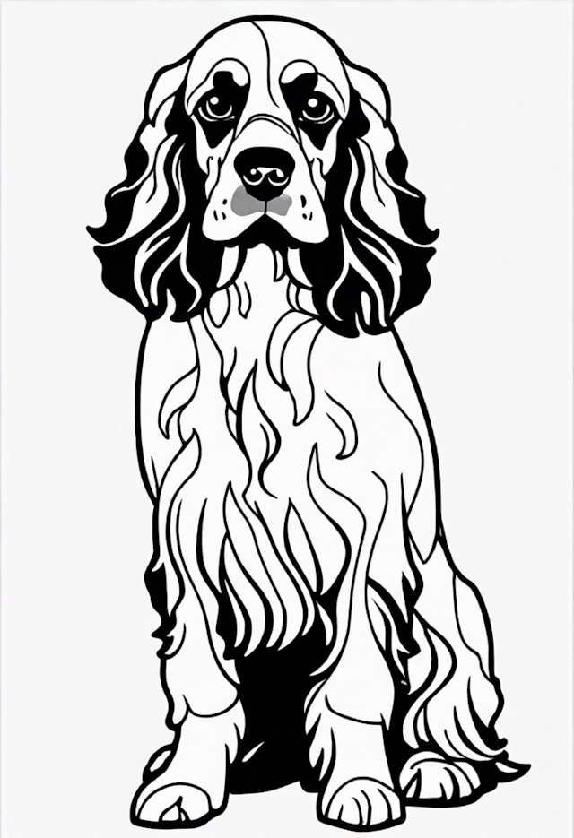 A coloring page of Cocker Spaniel Coloring Fun