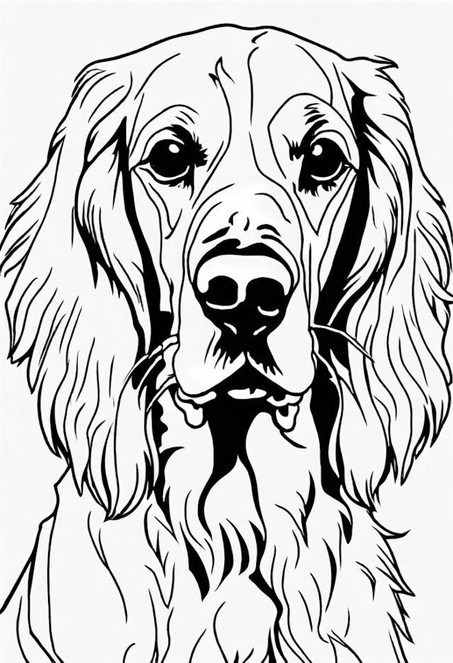 A coloring page of Golden Retriever Portrait Coloring Page