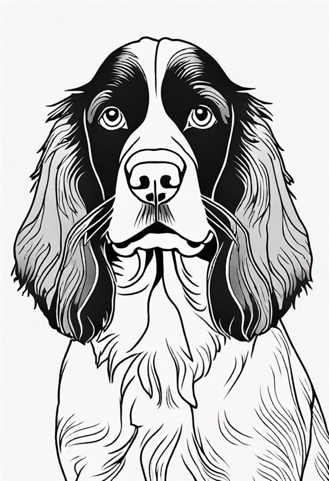 A coloring page of Springer Spaniel Portrait Coloring Page