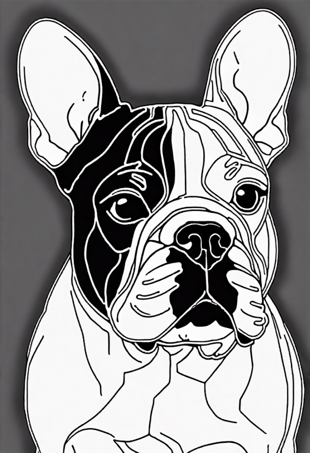 A coloring page of French Bulldog Adventure Coloring Page