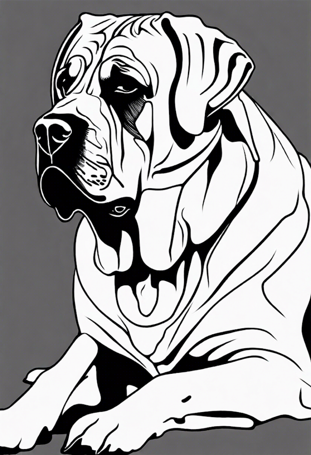 A coloring page of Mastiff Dog Coloring Page