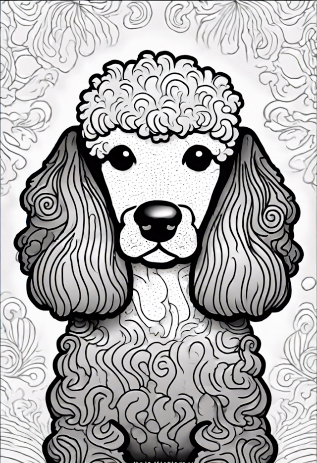 A coloring page of Adorable Poodle Coloring Page