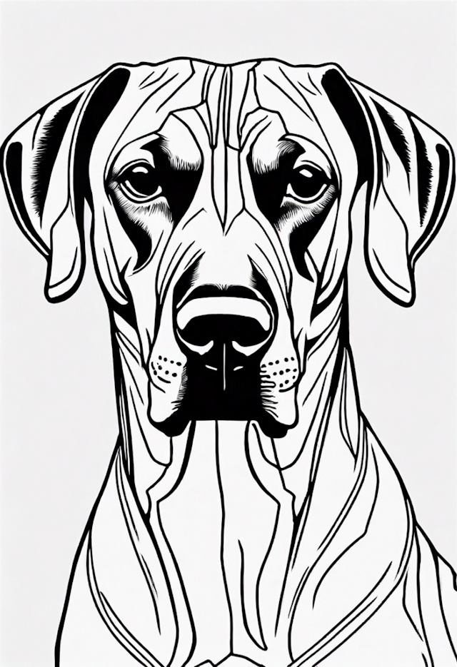 A coloring page of Majestic Dog Portrait Coloring Page