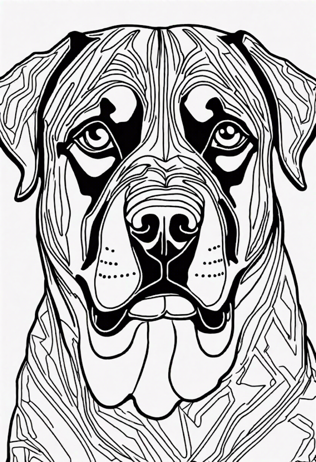 A coloring page of Boxer Dog Portrait Coloring Page