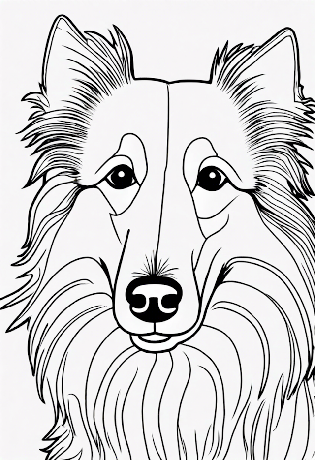 A coloring page of Majestic Collie Coloring Page