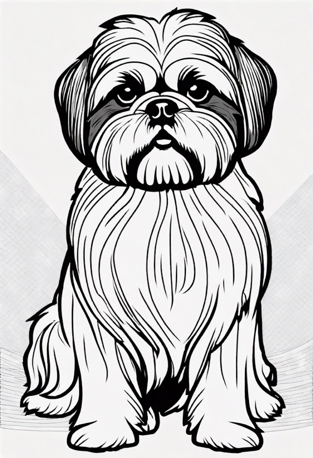 A coloring page of Shih Tzu Pup Coloring Fun