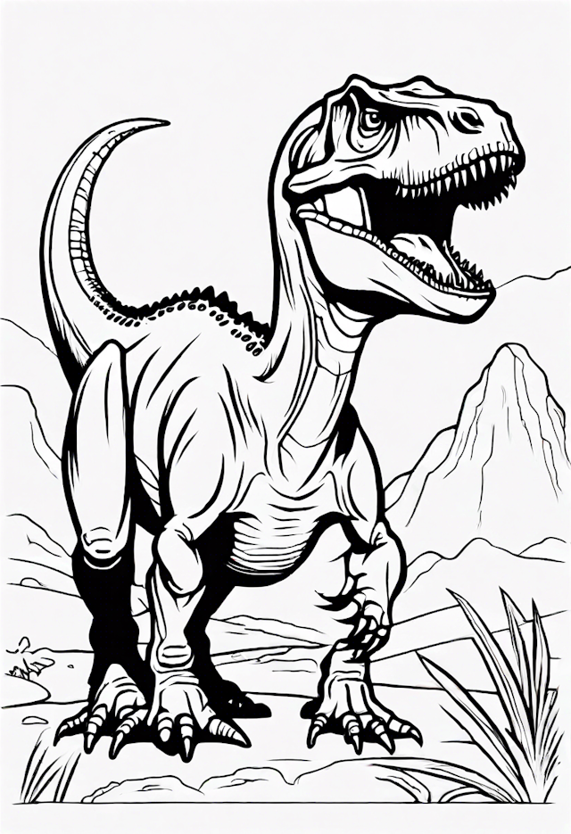 Tyrannosaurus Rex Adventure Coloring Page