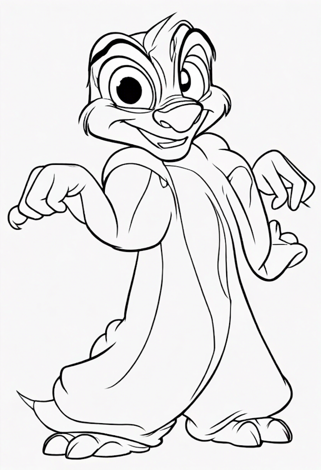 A coloring page of Timon in a Playful Pose Coloring Page