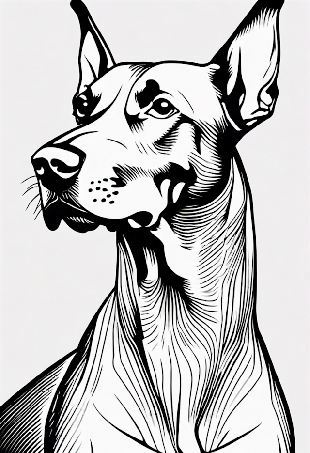 A coloring page of Regal Doberman Coloring Page