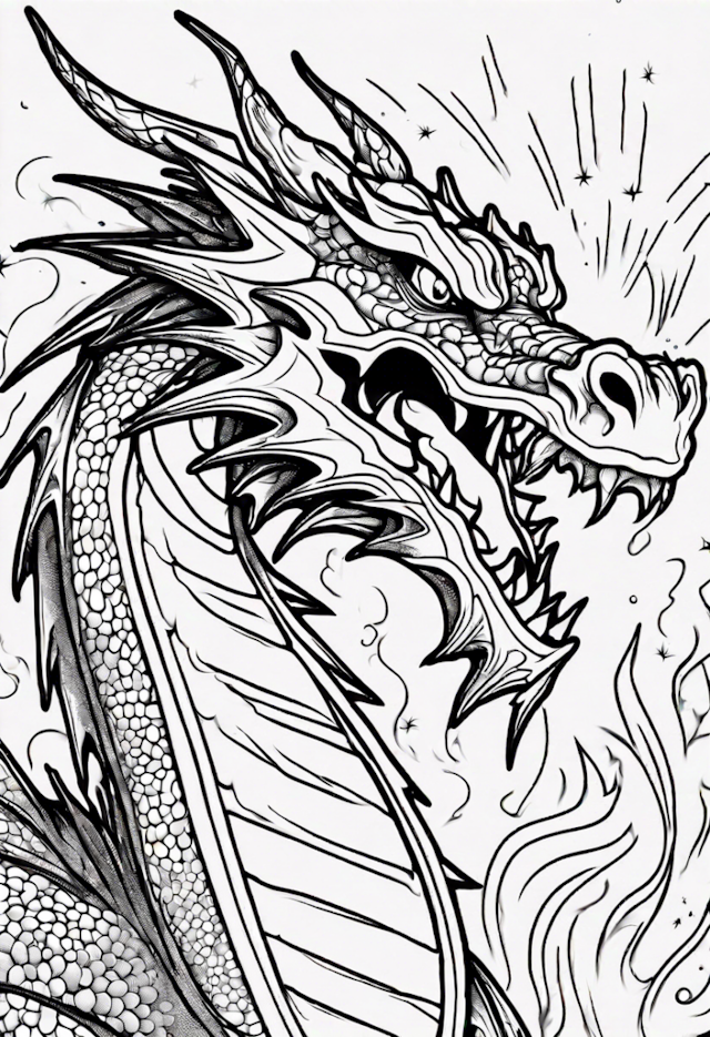 A coloring page of Dragon’s Fierce Roar Coloring Page