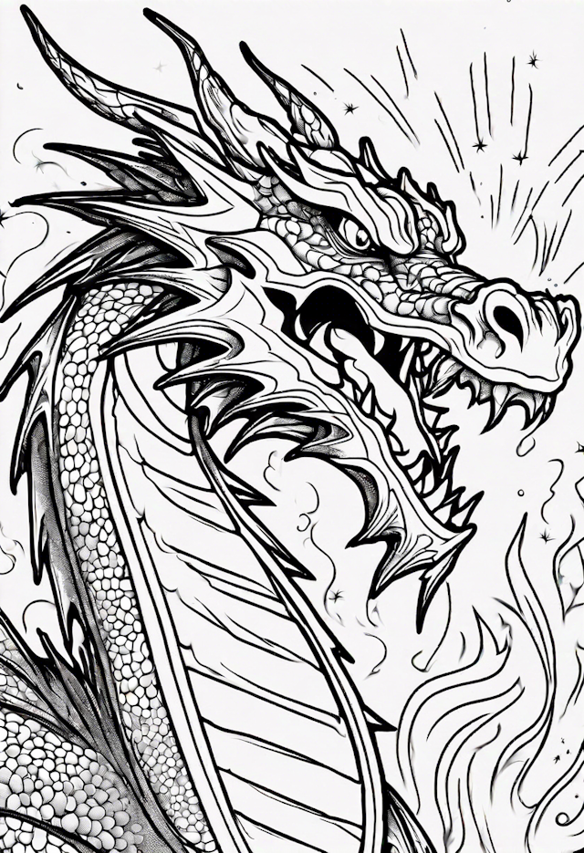 Dragon’s Fierce Roar Coloring Page