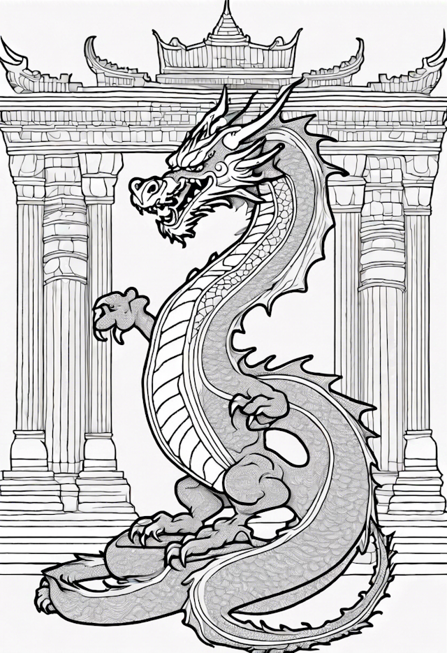 Majestic Dragon Amidst Ancient Columns