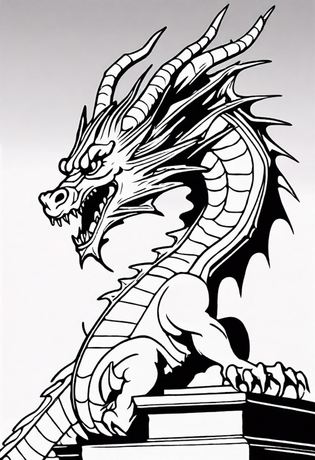 A coloring page of Mighty Dragon on the Lookout Coloring Page