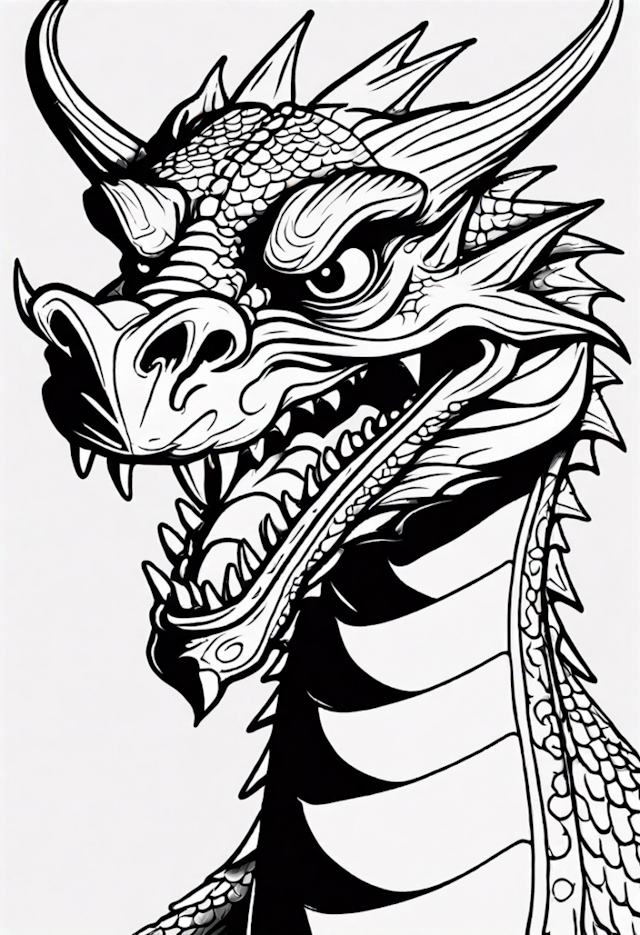 A coloring page of Fierce Dragon Coloring Page