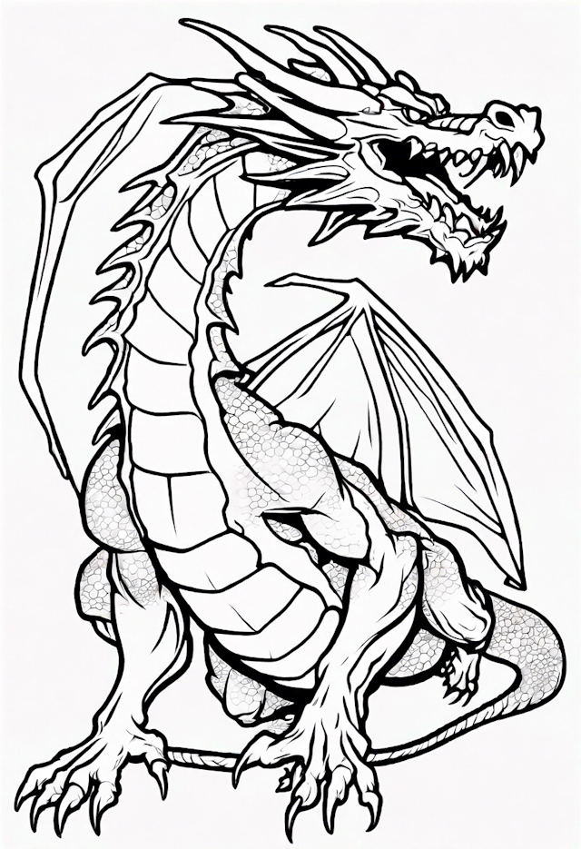 Majestic Dragon Roaring Coloring Page