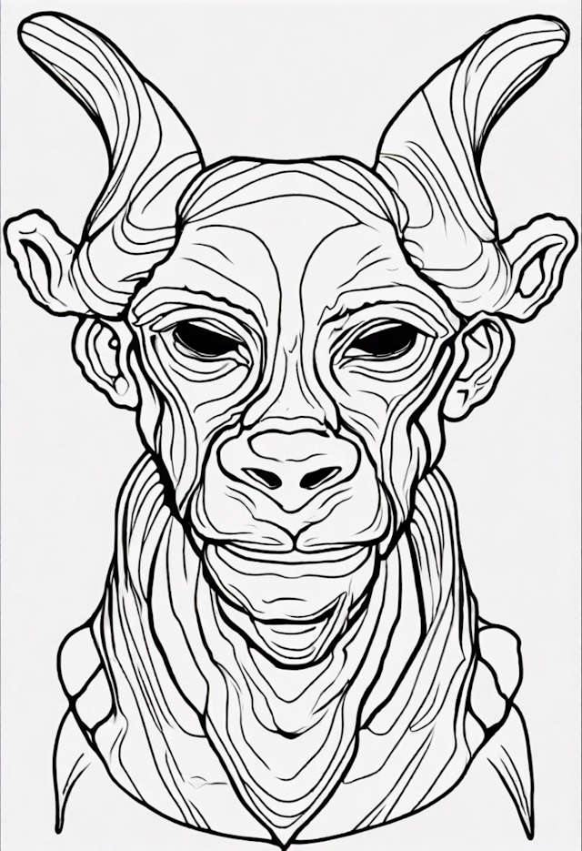 A coloring page of Mythical Capricorn Coloring Page