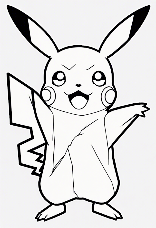 Pikachu’s Happy Dance Coloring Page