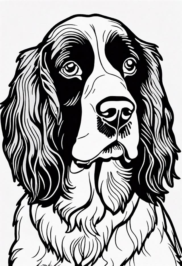 A coloring page of Spaniel Puppy Coloring Page.