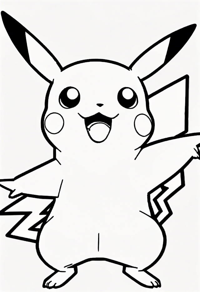 Pikachu’s Playful Pose Coloring Page