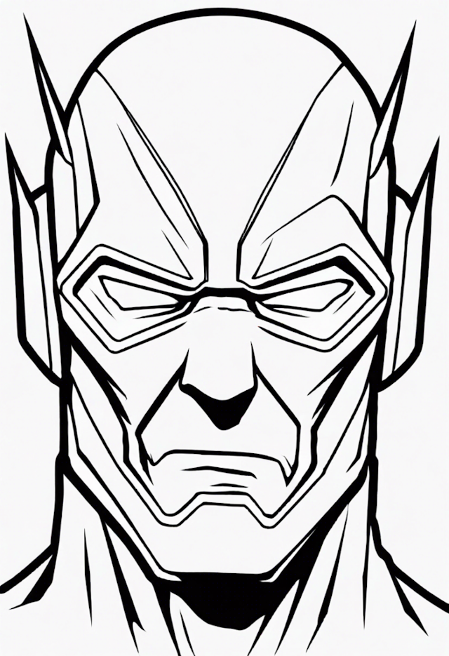A coloring page of The Flash Masked Hero Coloring Page