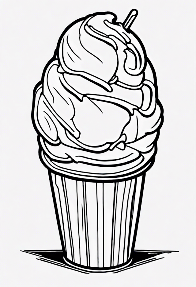 A coloring page of Delicious Ice Cream Cup Coloring Page