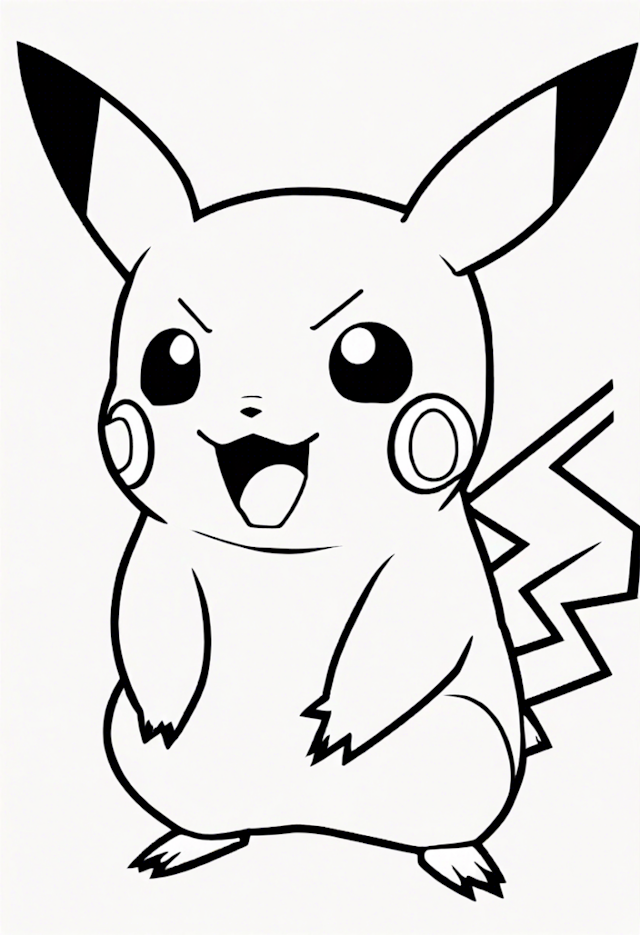 A coloring page of Pikachu’s Big Adventure Coloring Page
