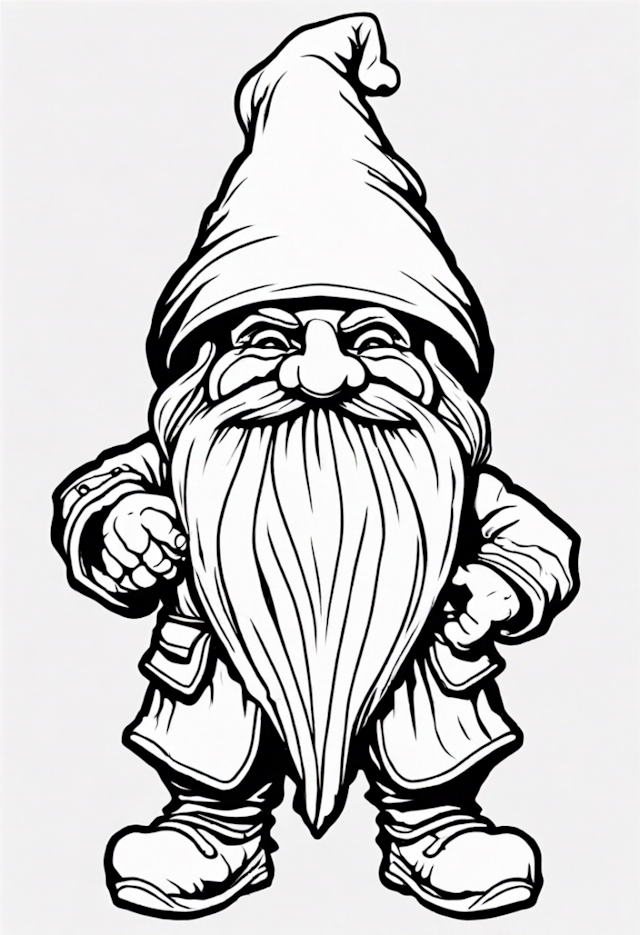 A coloring page of Gnome Adventure Coloring Page