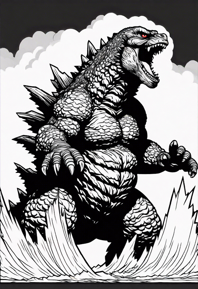 Godzilla’s Epic Roar Coloring Page